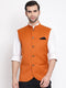 Orange Cotton Blend Twill Nehru Jacket
